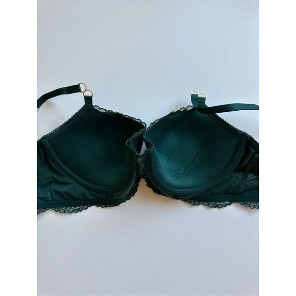 Size 34D Aerie Real Power Paisley Lace Balconette Bra Deep Forest Green - Picture 3 of 6